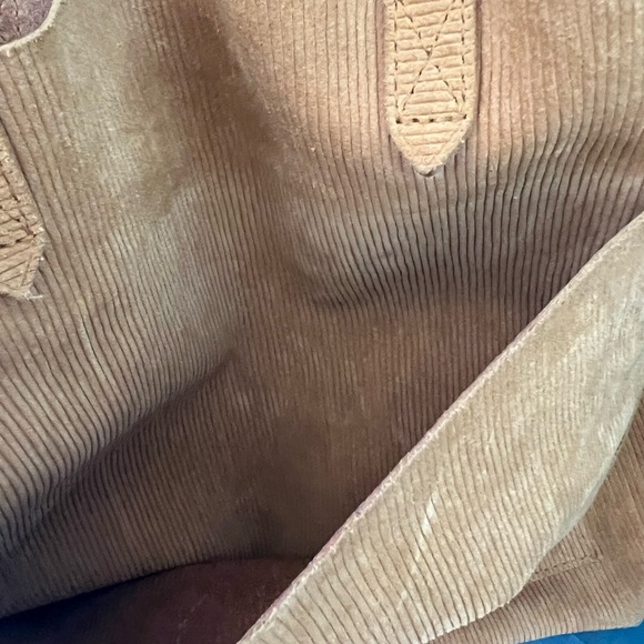 Corduroy yellow khaki bag side pocket with shoulder strap - Picture 8 of 8